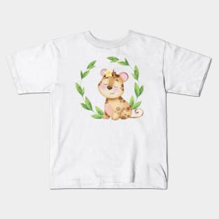 Watercolor Leopard Cub Kids T-Shirt